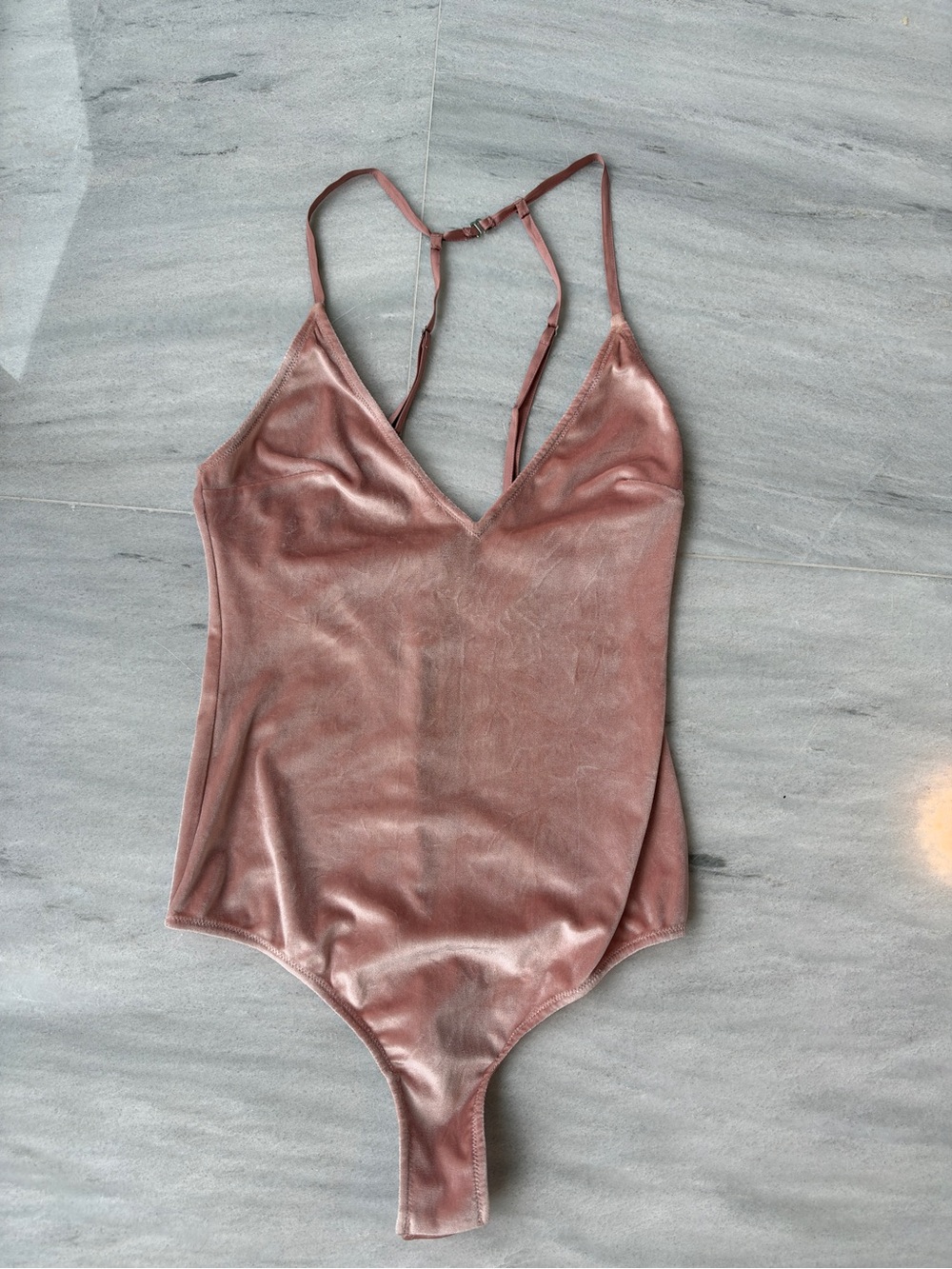 Fleur De Mal Dusty Rose Velvet Bodysuit